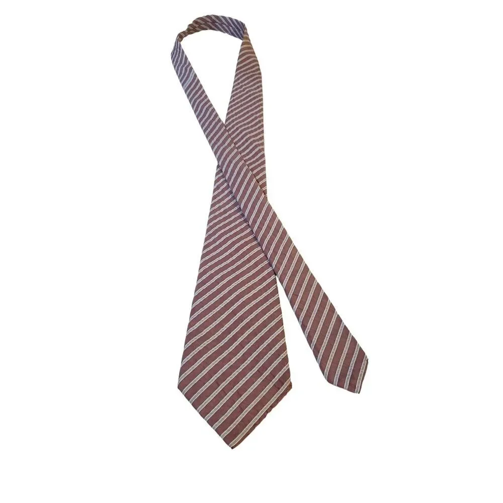 Leon Highness Luxury Neck Tie Red White Blue Stripe Silk Classic Business Office